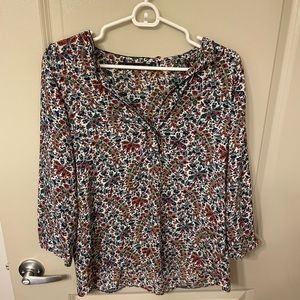 ZARA flowery 3/4 sleeved blouse